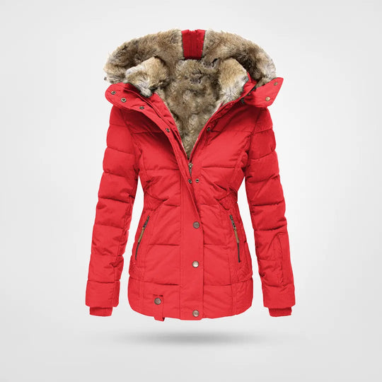 Ladies winter coat with imitation fur lining