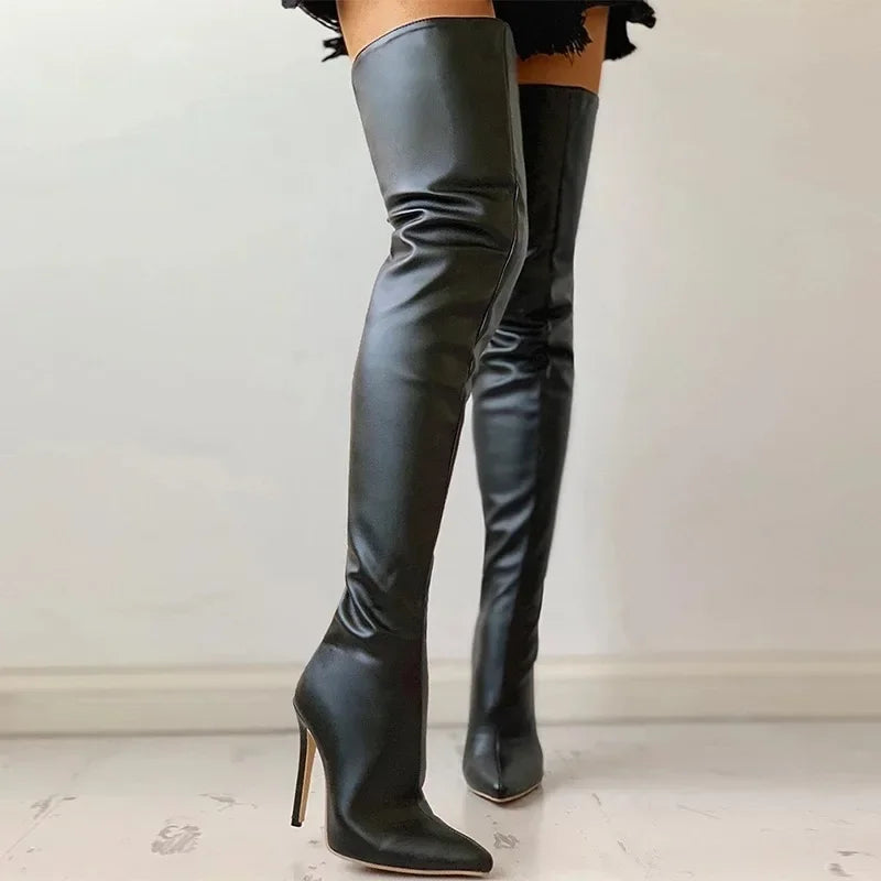 Mid high fashion boots with stiletto heel