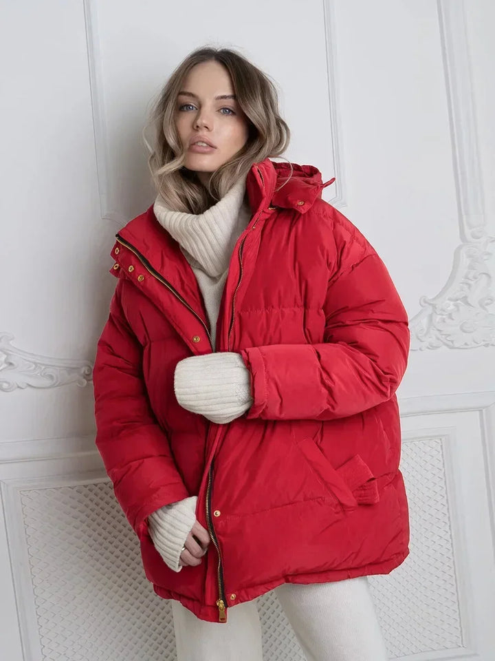 Warm women's puffer winter jacket