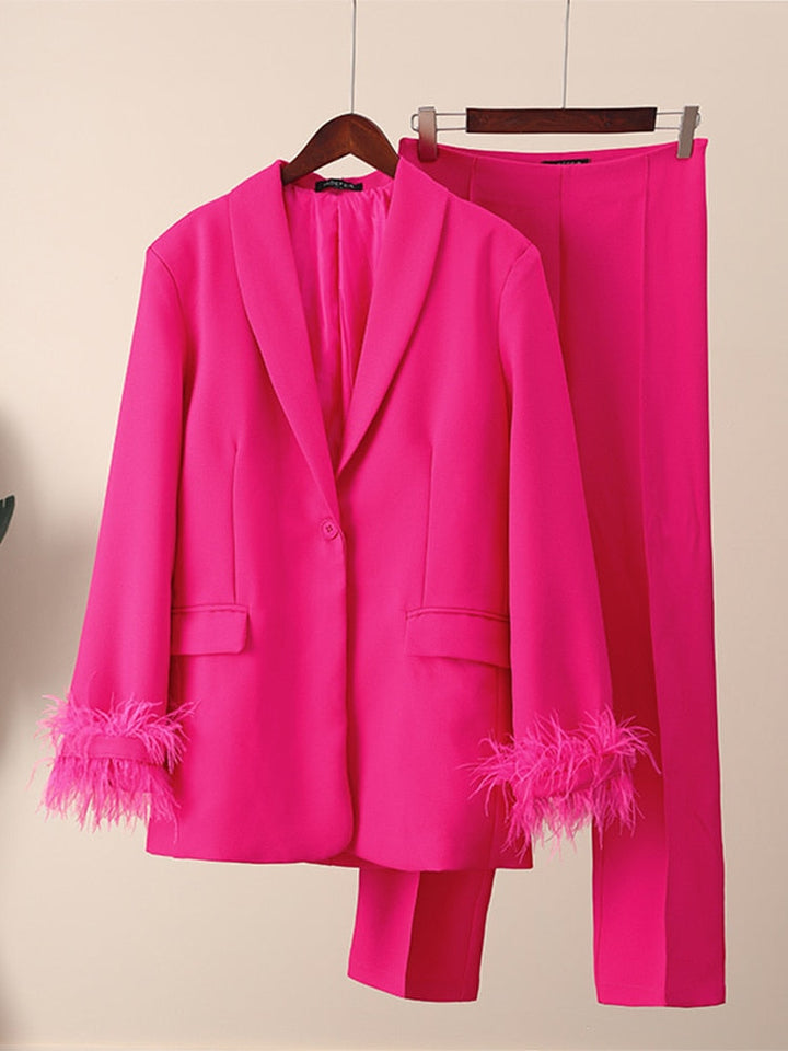 Pink Suit with Feathers for Women