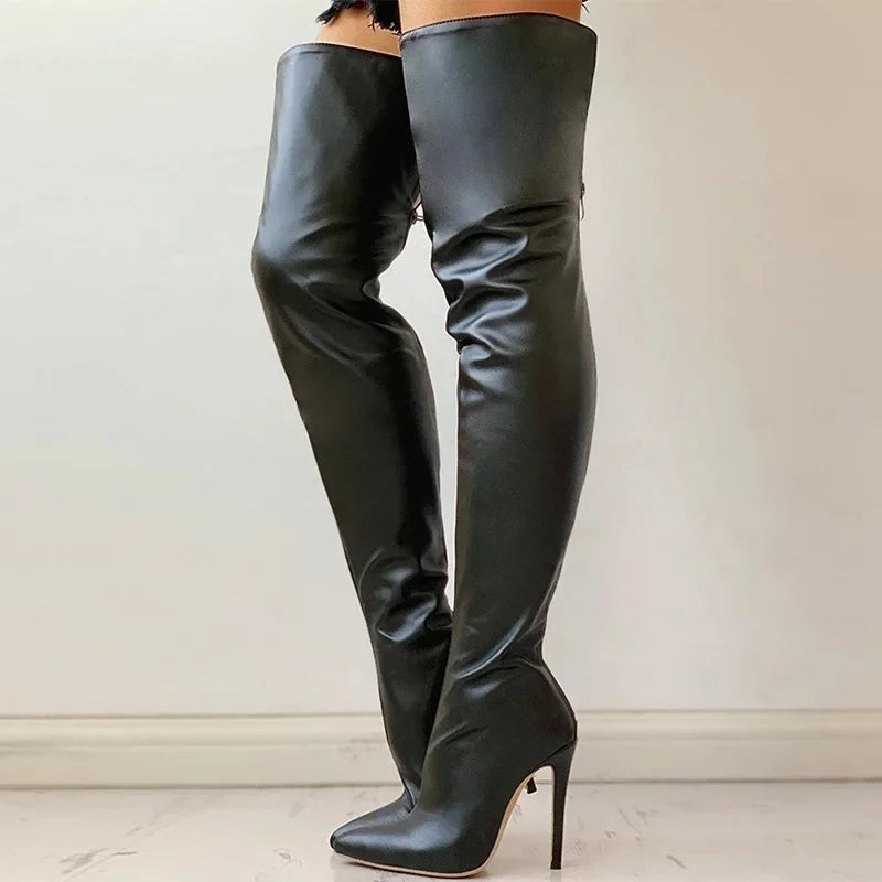 Mid high fashion boots with stiletto heel