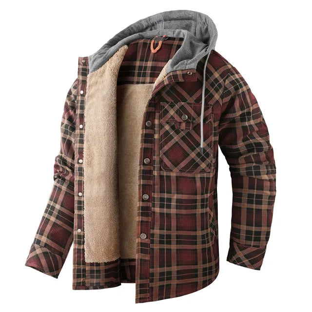 Warm checked coat for men