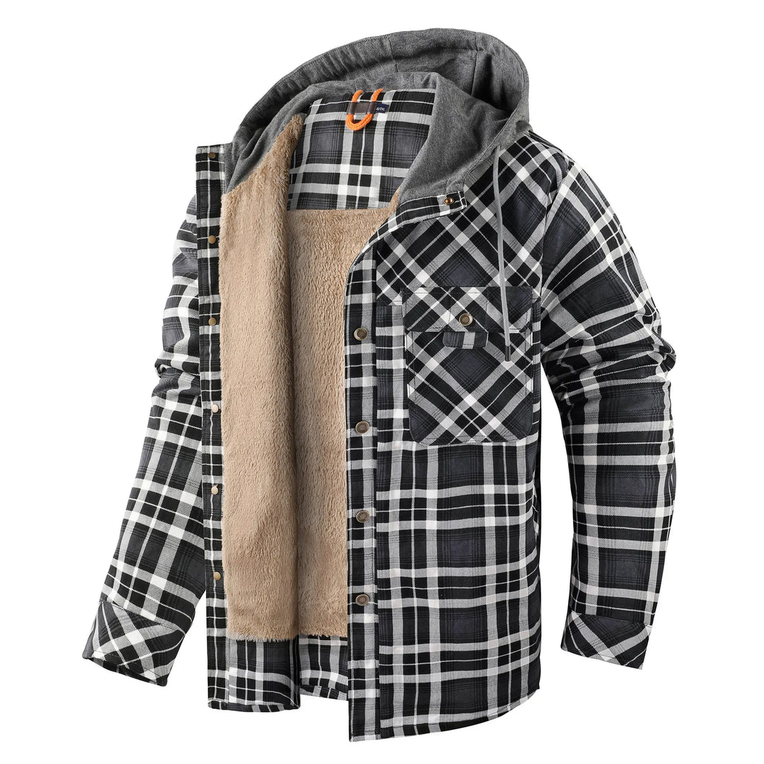 Warm checked coat for men