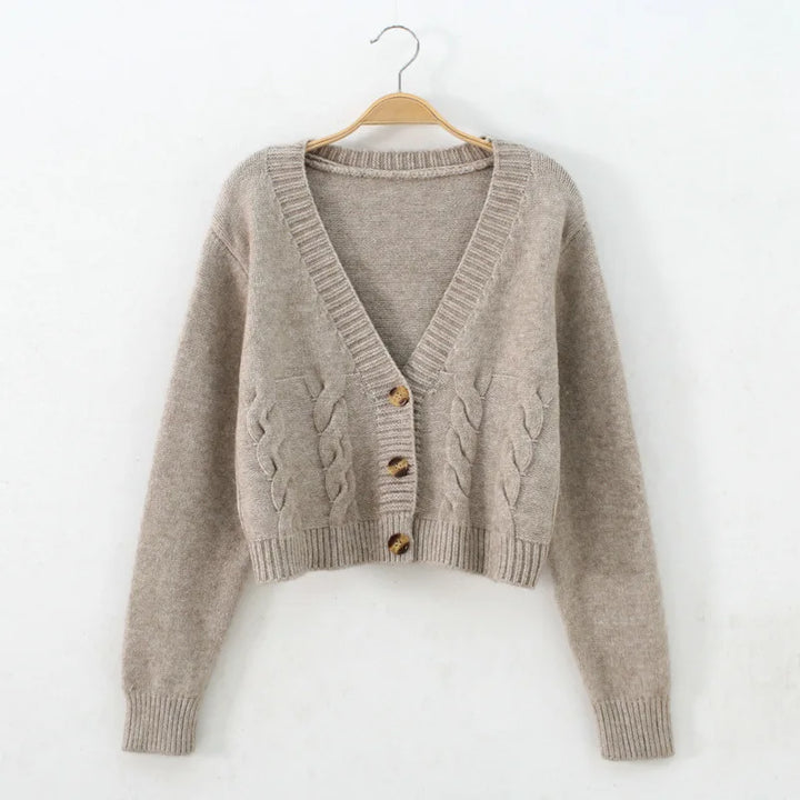 Ladies cardigan with v-neck and buttons