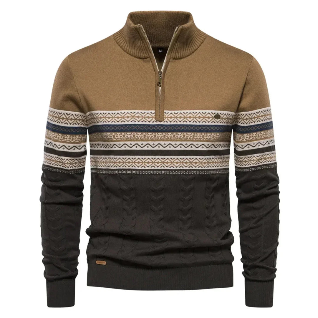 Men's half-zip sweater with print