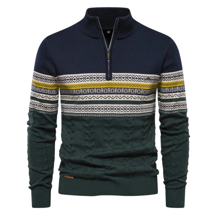 Men's half-zip sweater with print