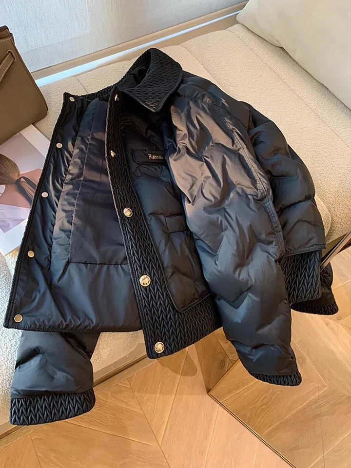 Fashionable padded jacket for women with gold details