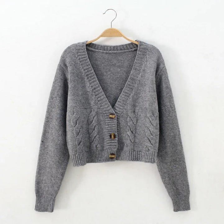 Ladies cardigan with v-neck and buttons