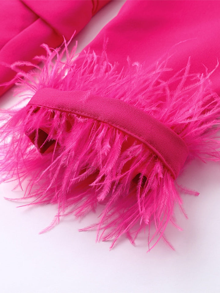 Pink Suit with Feathers for Women