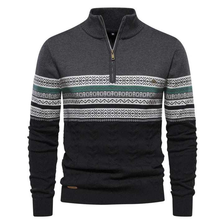 Men's half-zip sweater with print