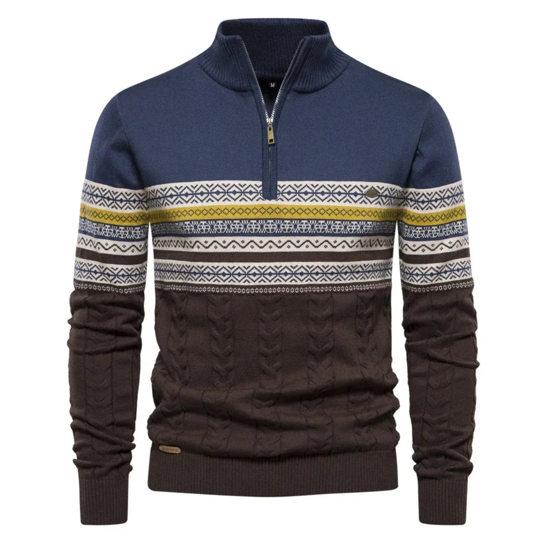 Men's half-zip sweater with print