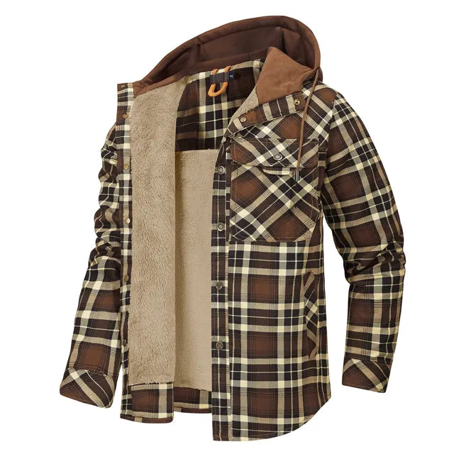 Warm checked coat for men