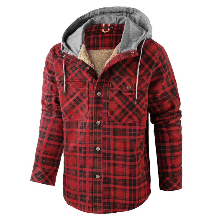 Warm checked coat for men