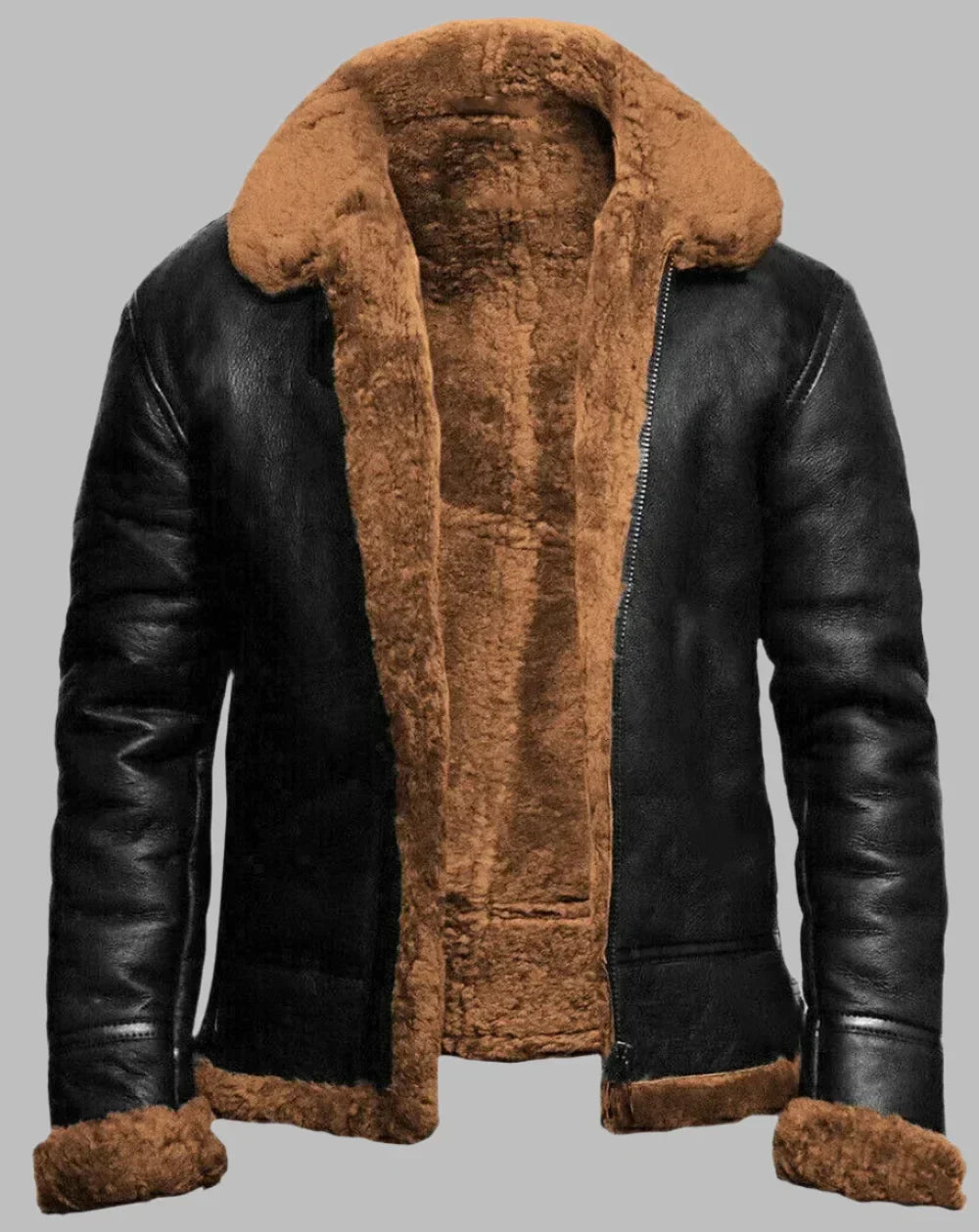 Men's leather winter jacket