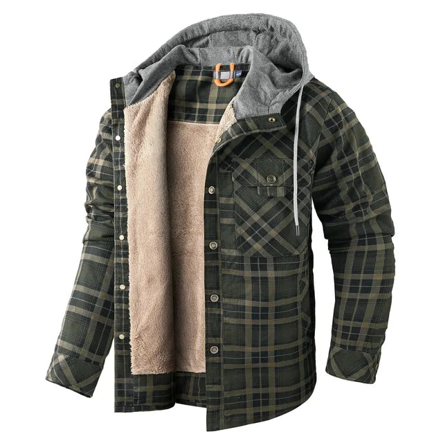 Warm checked coat for men