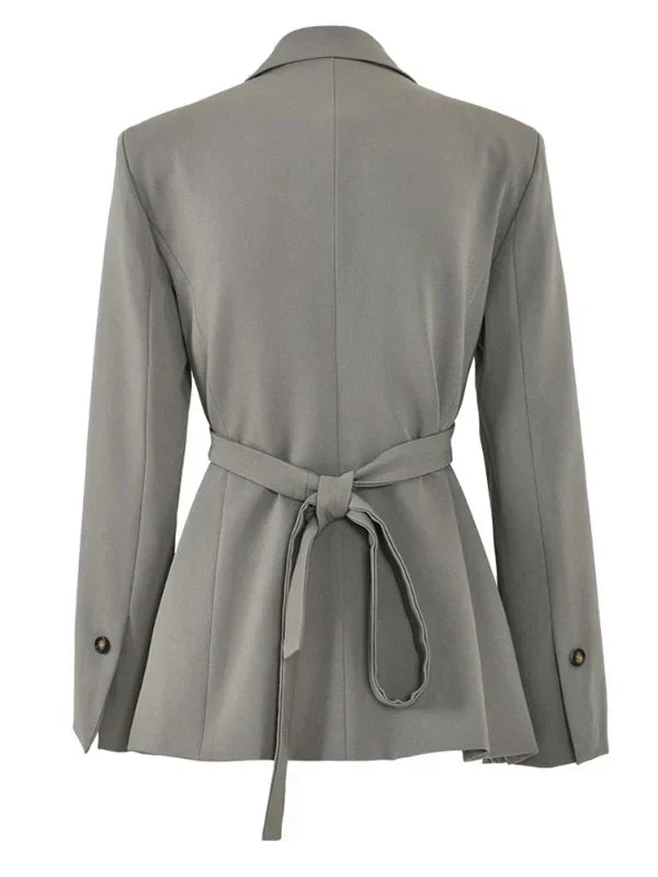 Women's Blazer in grey-green with crossover lace-up design and one-button fastening