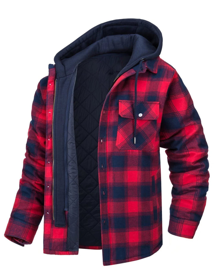 Warm checked coat for men