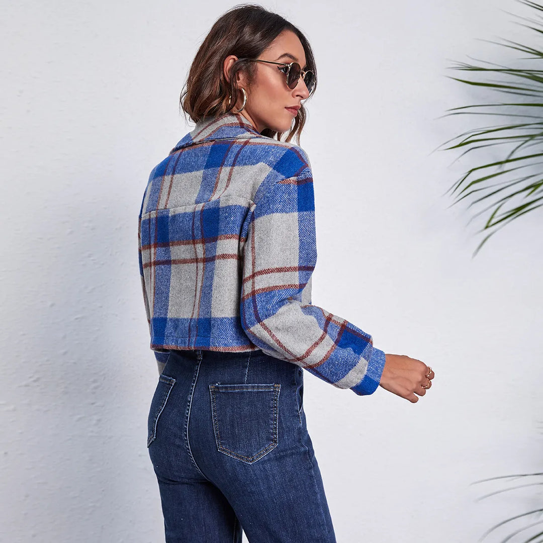 Short Checked Jacket for Women