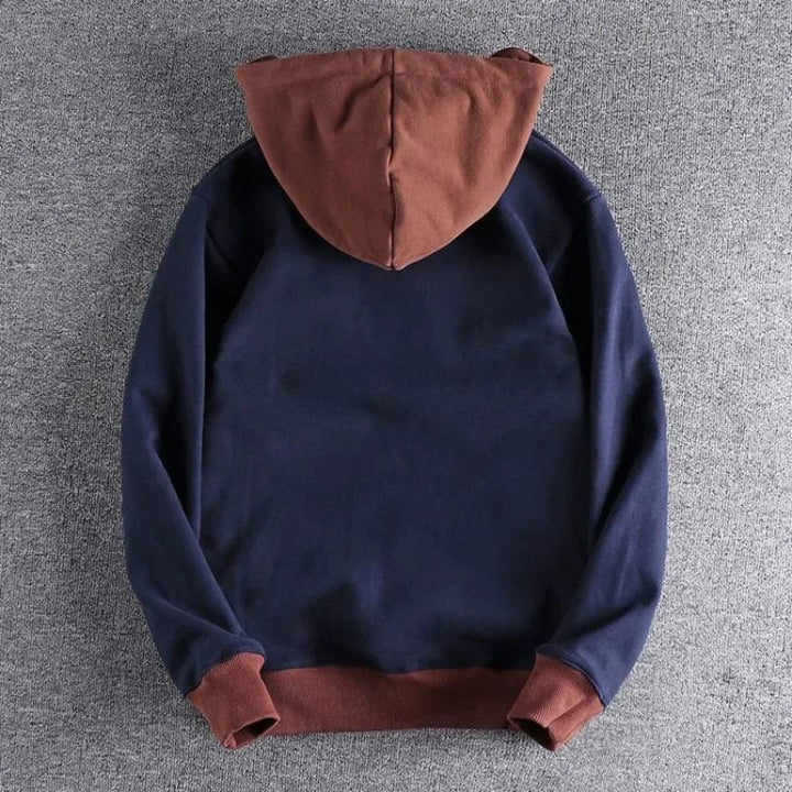 Two-tone hooded sweater for men