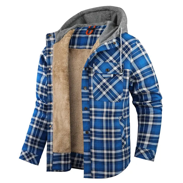 Warm checked coat for men