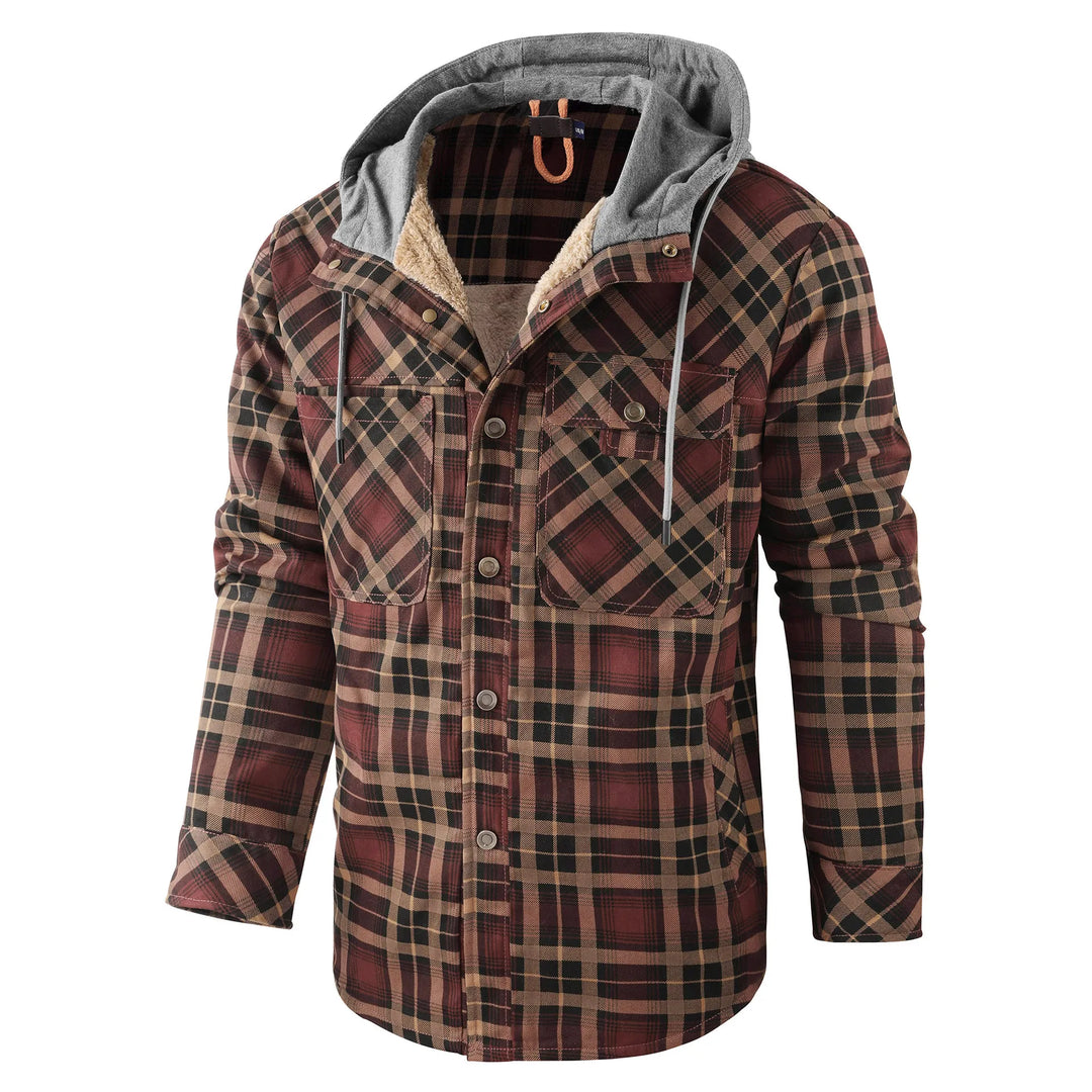 Warm checked coat for men