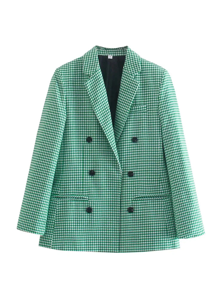 Checked Women's Blazer in Vintage Style