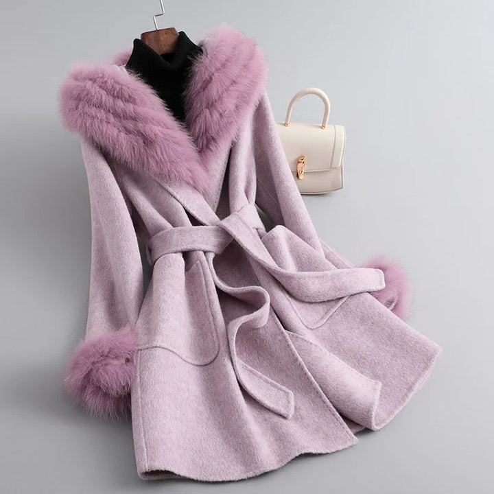 Enchanting wool & fur raincoat for ladies