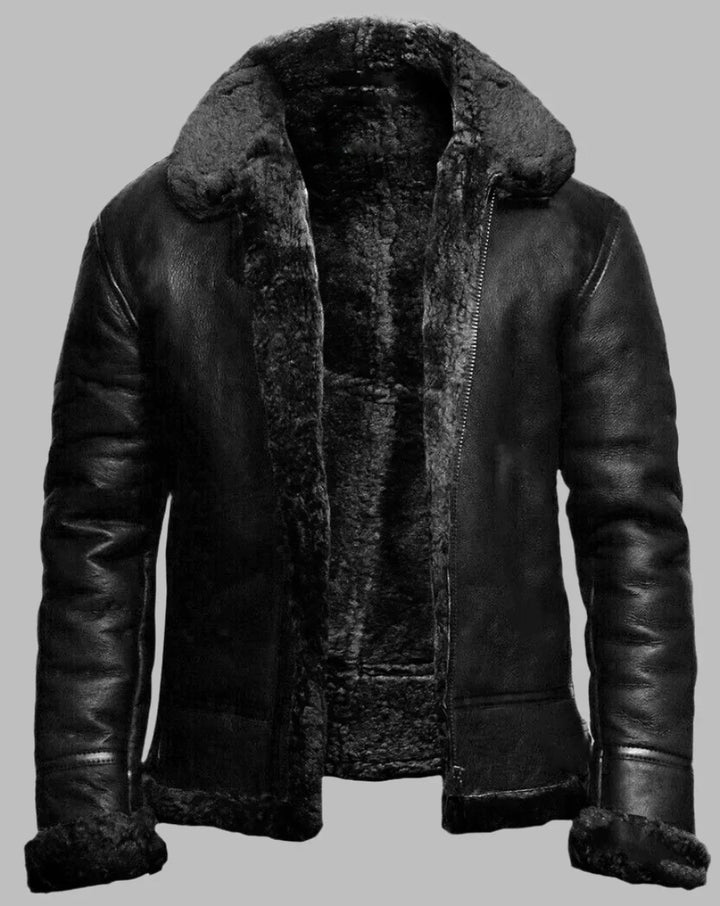 Men's leather winter jacket