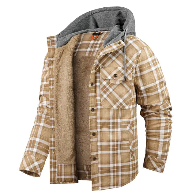 Warm checked coat for men