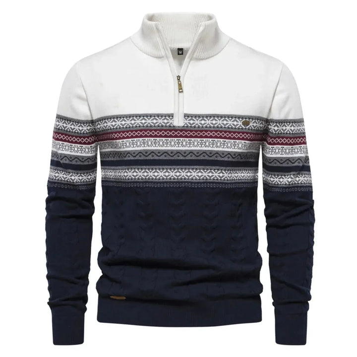 Men's half-zip sweater with print