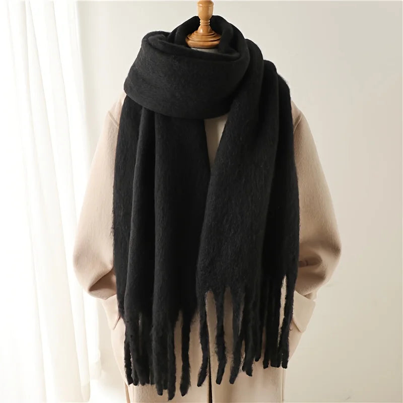 Elegant winter scarf in rainbow colours for women