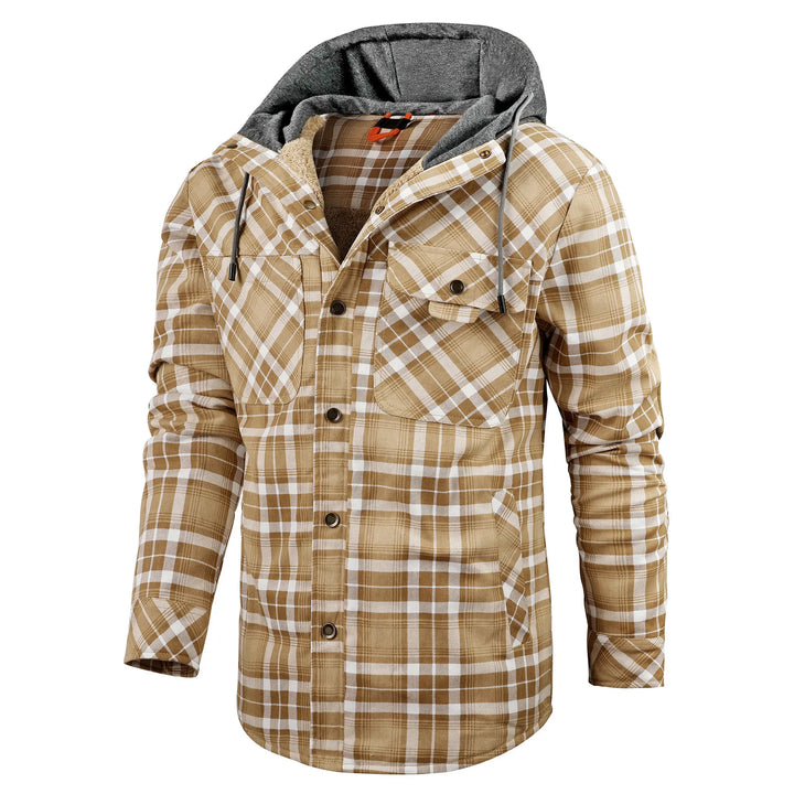 Warm checked coat for men