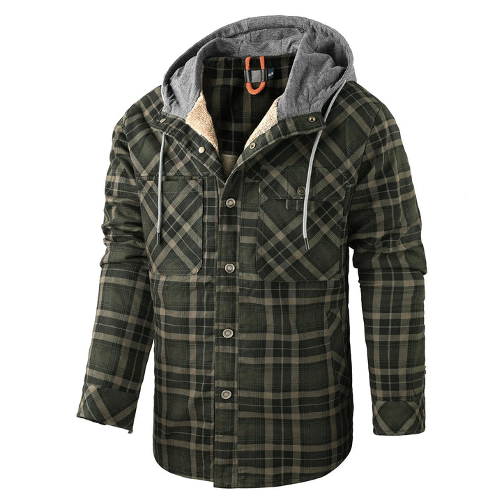 Warm checked coat for men