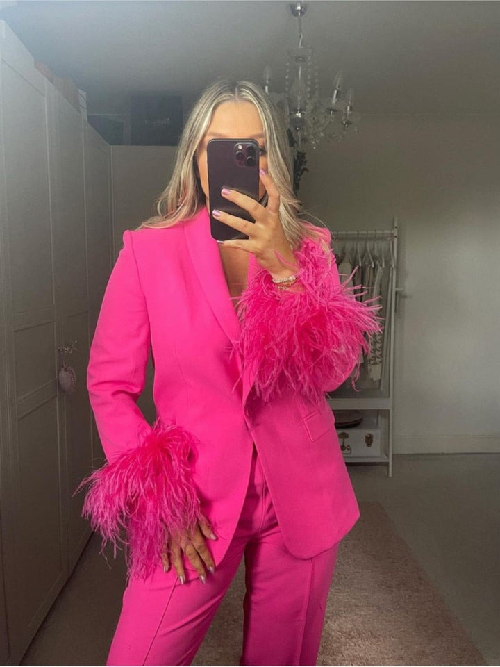 Pink Suit with Feathers for Women