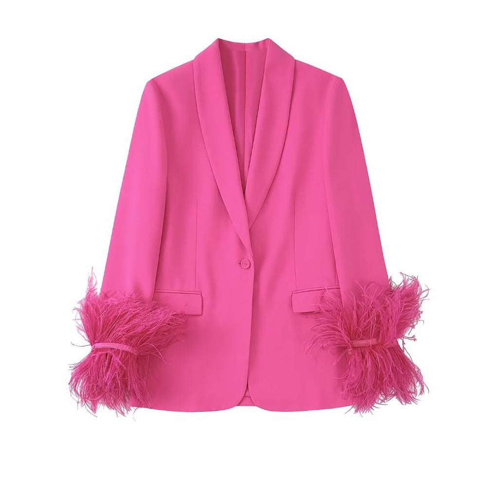 Pink Suit with Feathers for Women