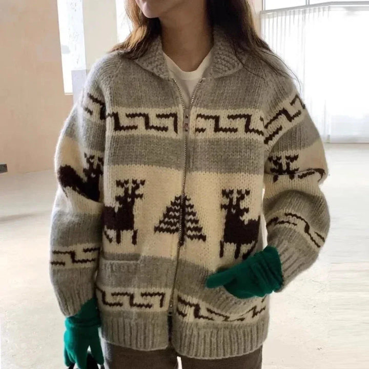 Women's long sleeve zip Christmas jacket