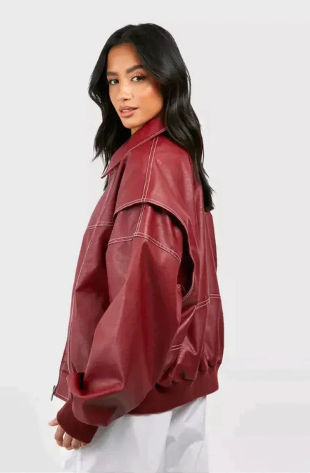 Women's leather bomber jacket