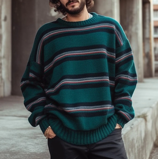 Rainbow round neck sweater for men