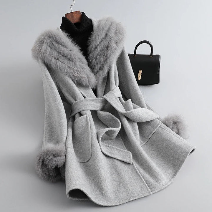 Enchanting wool & fur raincoat for ladies