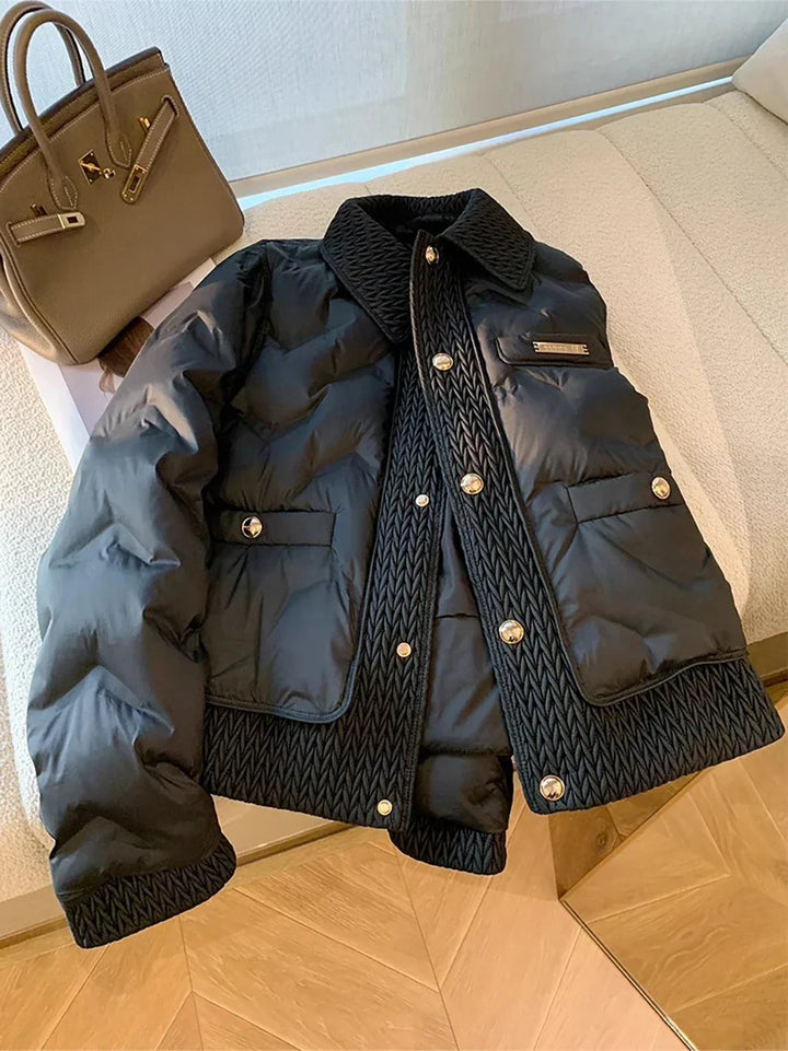 Fashionable padded jacket for women with gold details