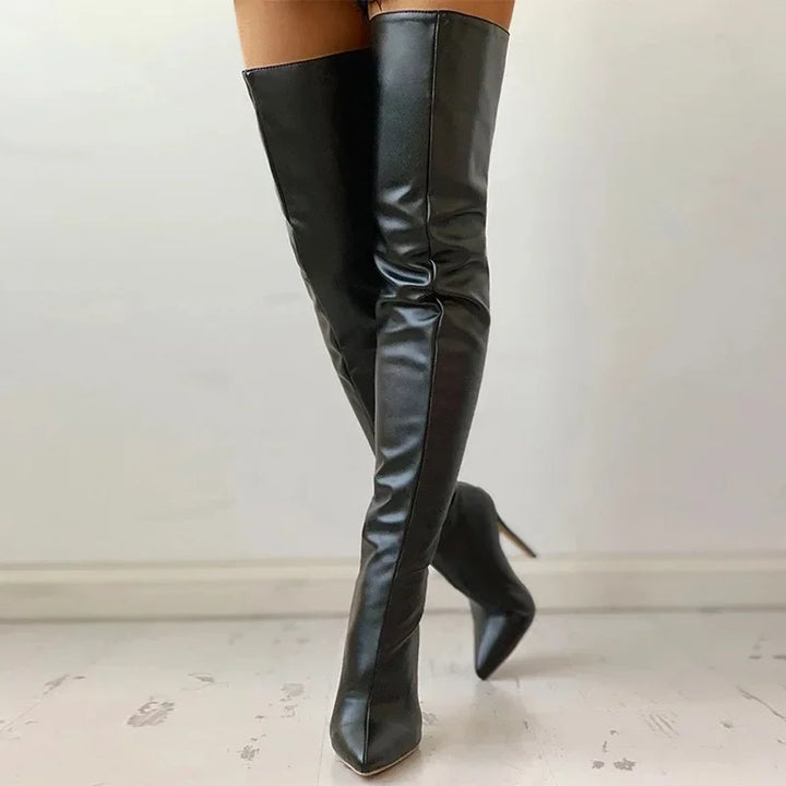 Mid high fashion boots with stiletto heel