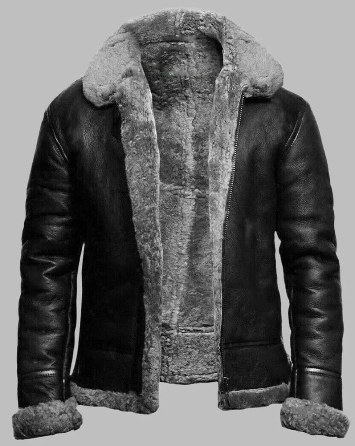 Men's leather winter jacket