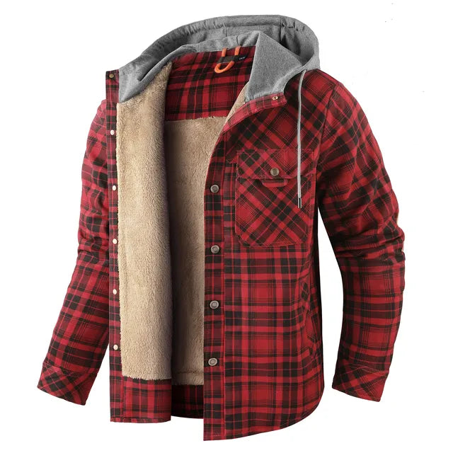 Warm checked coat for men