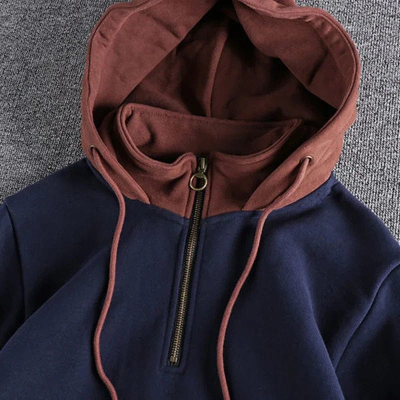 Two-tone hooded sweater for men