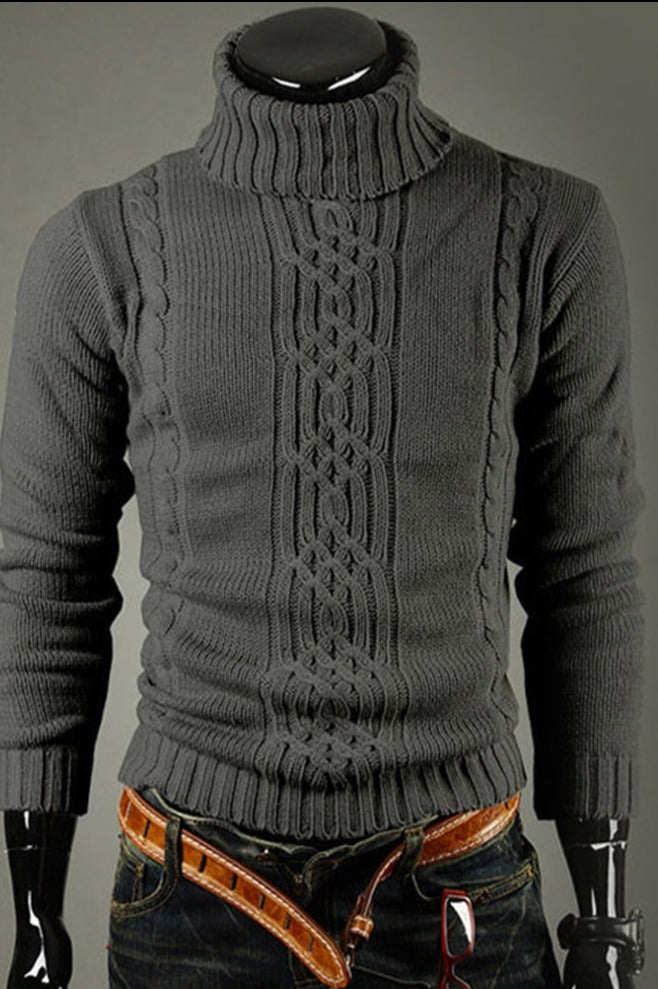 Men's Turtleneck Sweater in Thick Wool with High Collar