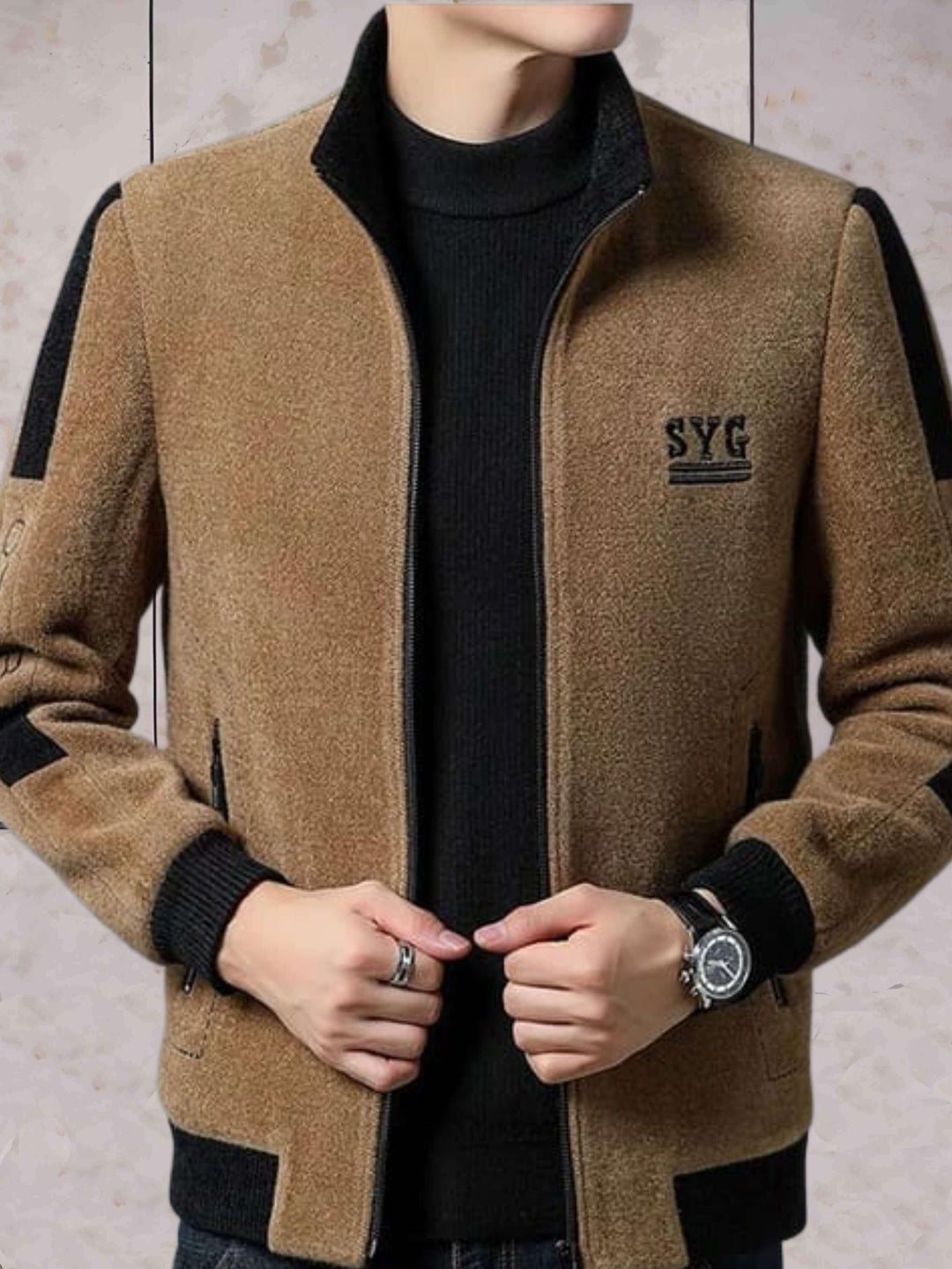 Casual Fleece Jacket with Zipper for Men