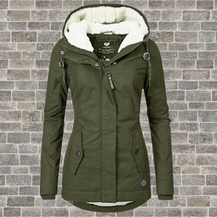 Cotton Women's Jacket with Lambswool Hood