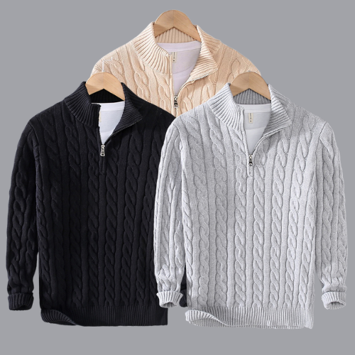 Knitted zip jumper for men