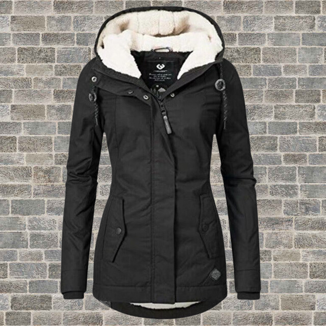 Cotton Women's Jacket with Lambswool Hood