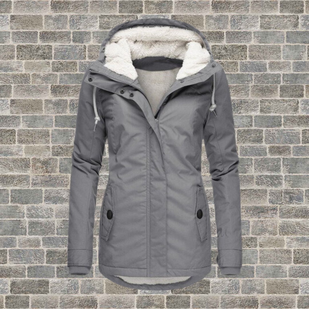 Cotton Women's Jacket with Lambswool Hood